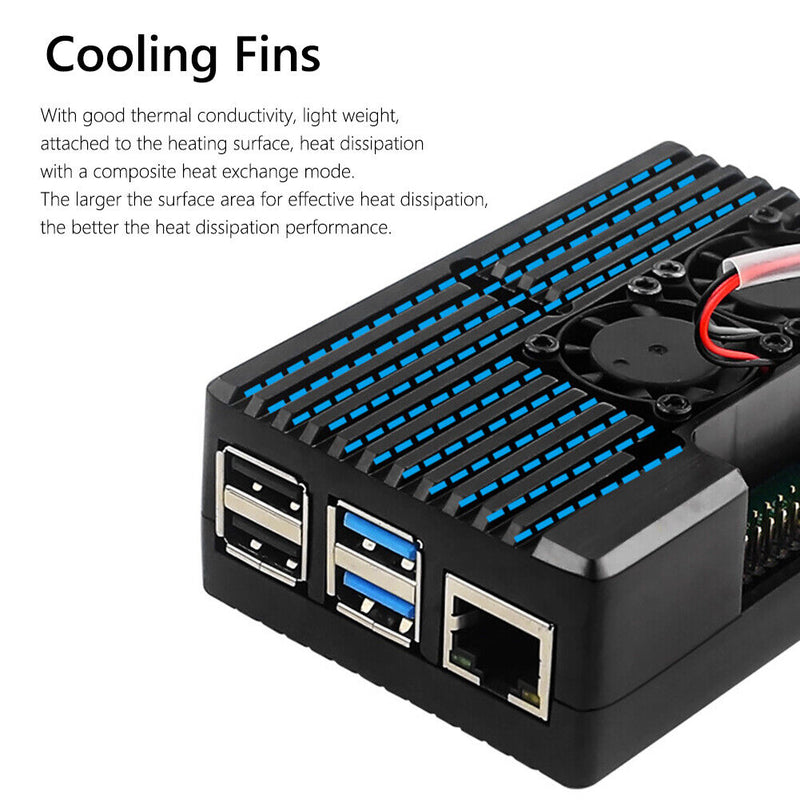 Aluminum Alloy Case Heat Dissipation Cooling Enclosure for Raspberry Pi 4B