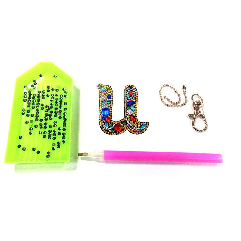 DIY Key Chain Diamond Painting Letters Women Bag Keyring Pendant Gift (U) Newly
