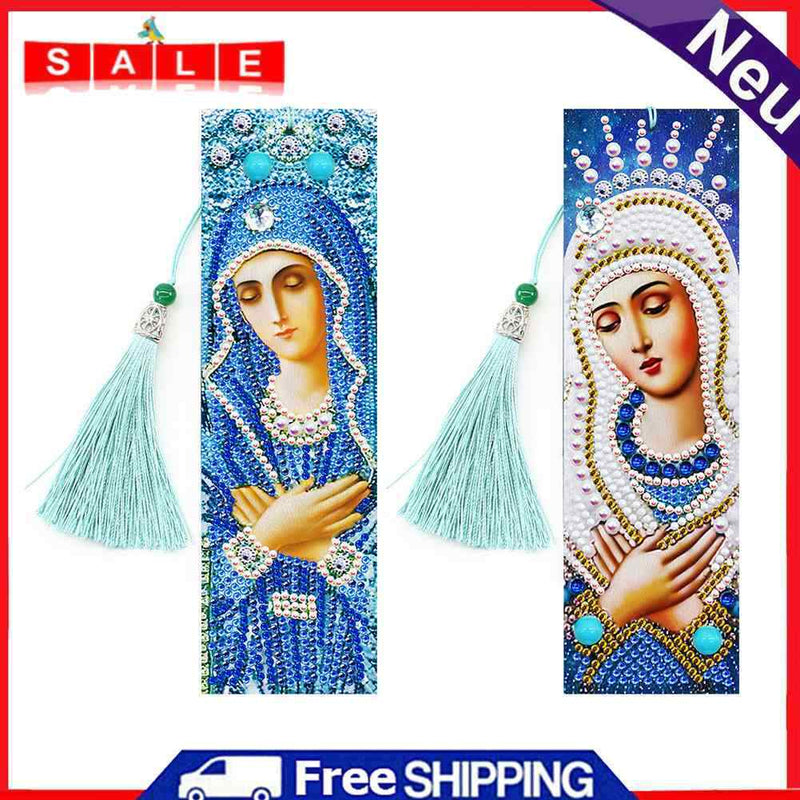 2x 5D DIY Diamond Painting Leather Bookmarks Goddess Cross Stitch Page Marker