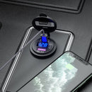 P21-B Car Motorcycle Dual USB Charger PD + QC 3.0 USB Charger Socket (Blue)