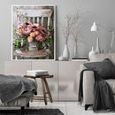 Flowers On Chair Paint By Numbers DIY Frameless Picture On Canvas Craft Kit