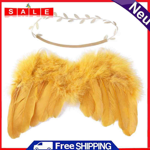 2pcs/Set 0-6M Baby Leaf Hairband Feather Angel Wings Cute Photography Props