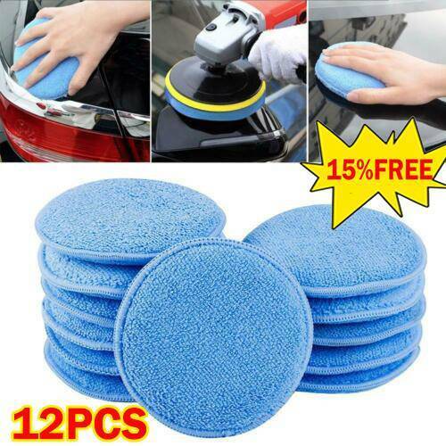 12PCS 5" Microfiber Foam Sponge Polish Wax Applicator Car Detailing Cleani hot.
