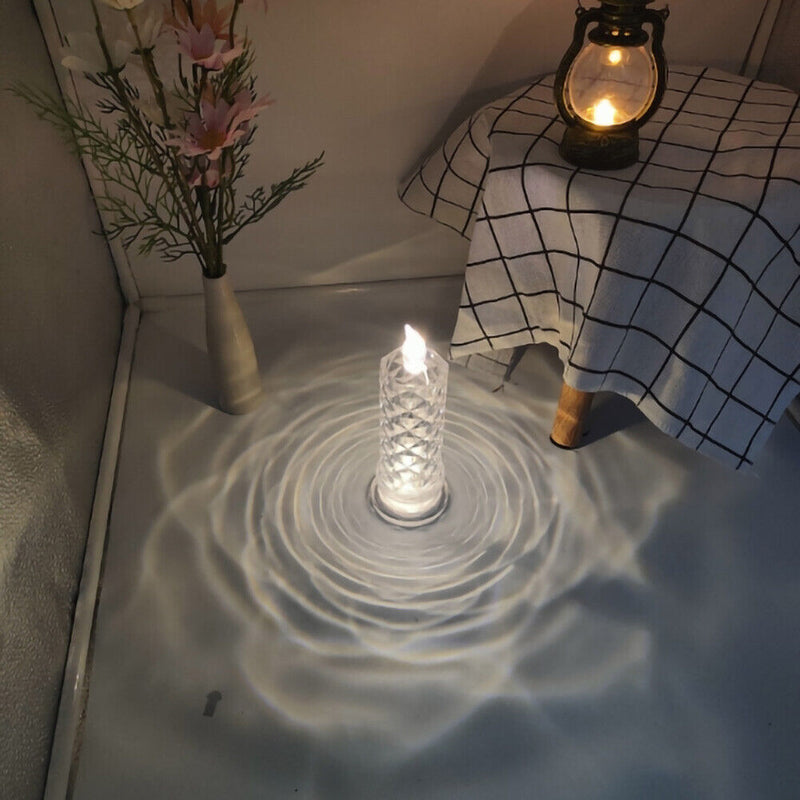 LED Electronic Candle Light Wedding Dinner Party Flameless Crystal Lamp (B)