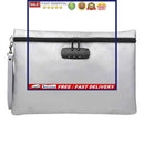 Fireproof Document Bag with Lock - Waterproof Storage Zip Pouch for A4 (Sil