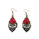Gifts Vampire Dangle Gothic Earrings Black Lace Ear Studs Rose Jewelry