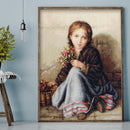 Full Embroidery Little Girl Selling Flowers Cross Stitch Kits 11CT Stamped Arts