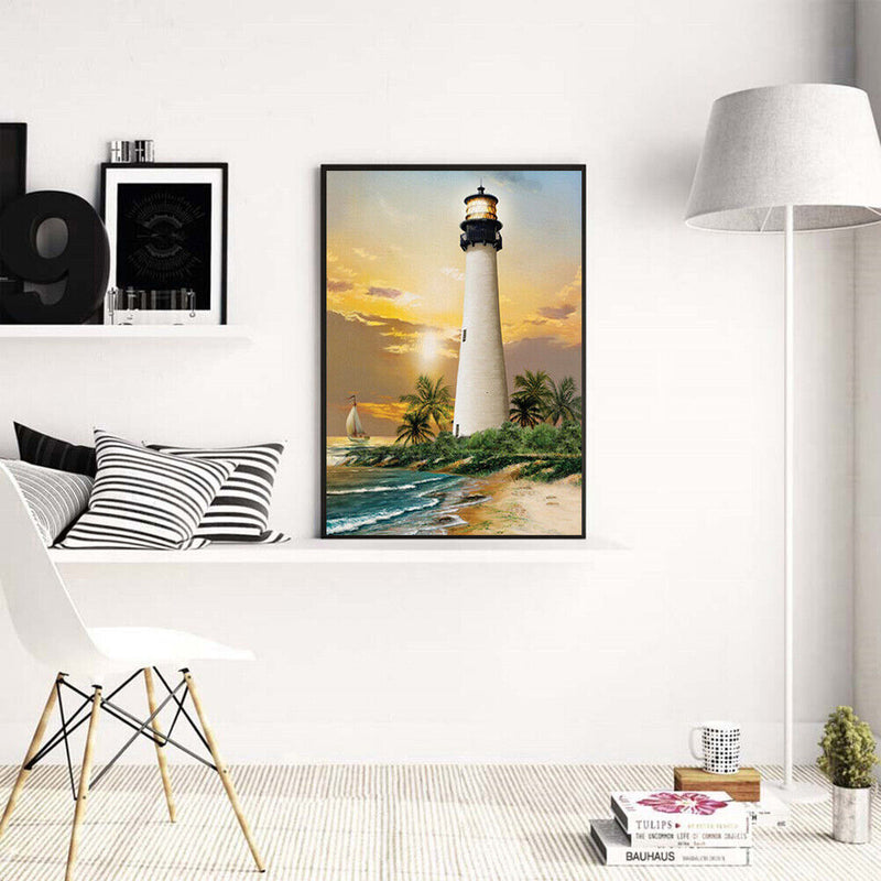 Lighthouse Full Round Diamond Embroidery Rhinestone Painting Mosaic Cross Stitch