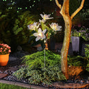 2x LED Solar Garden Orchid Light Waterproof Landscape Fence Decor (White) Newly