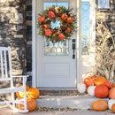 Halloween Fall Peony Pumpkins Wreath Plastic Holiday Wall Hanging Garlands Decor