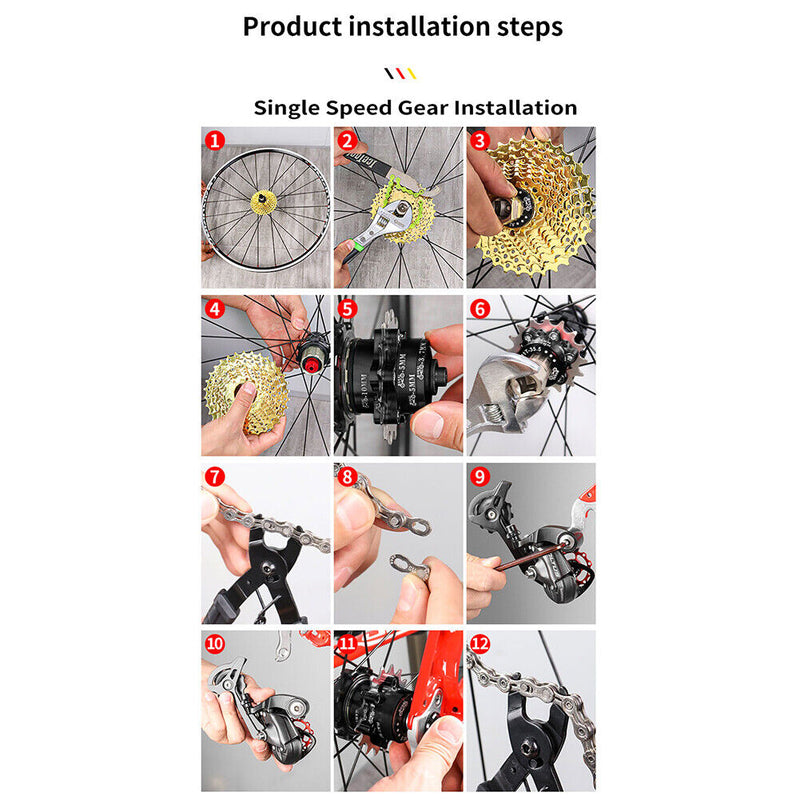 MUQZI Single Speed MTB Bicycle Cassette Freewheel Chain Tensioner Kit (13T)