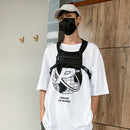 Street Shoulder Bags Women Men Nylon Hip Hop Vest Chest Pouch (1 Black)