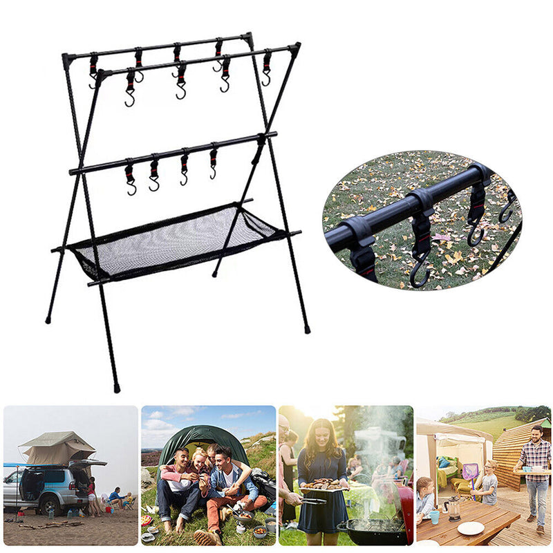 #A Clothes Storage Hanger Stand Lightweight Camping Tripod Rack for Outdoor Stor