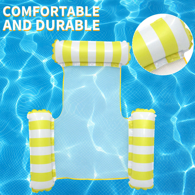 Swimming Pool Float Hammock Multi-Purpose Inflatable Lounge Bed (Yellow) Newly