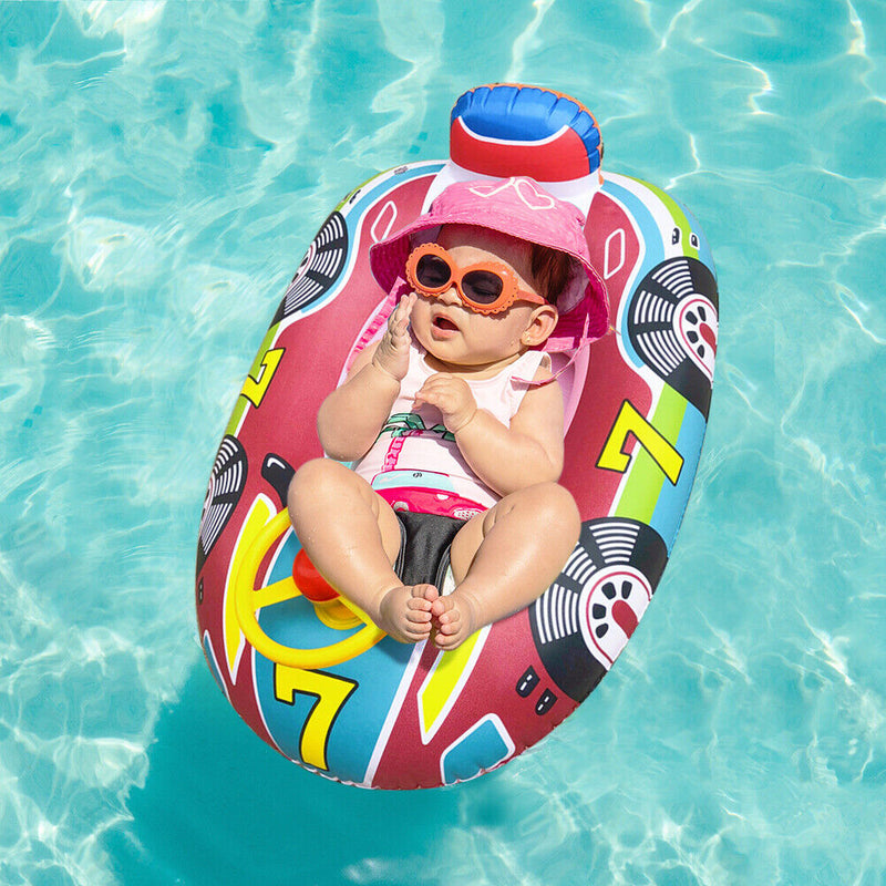 Car Shape Inflatable Swimming Ring Floating Ring with Steering Wheel (Pink)