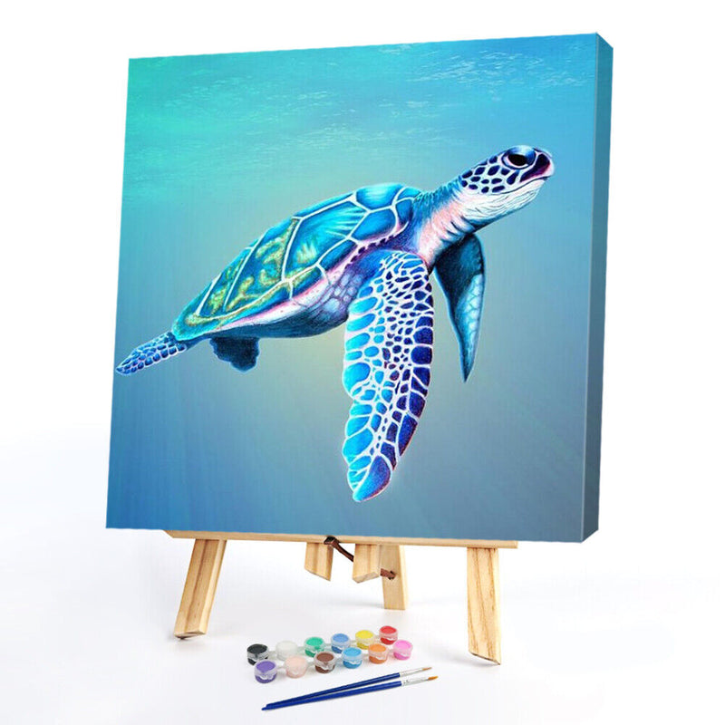 Swimming Turtle Canvas Paint By Numbers Oil Hand Painted Drawing Kit Home D
