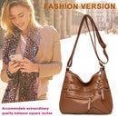 Multi-Layer Ladies Retro Crossbody Bag PU Leather Pure Color Luxury Shoulder Bag