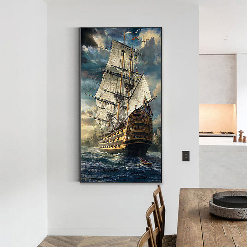 Sailboat Oil Paint By Numbers Kits Canvas Picture Wall Art DIY Craft Coloring