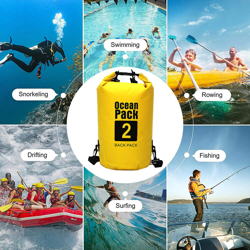 2L Waterproof Dry Bag Swimming Outdoor Drift Kayaking Storage Pack (Yellow)