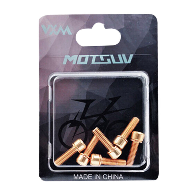 6x MTB Stem Bolts M5x18mm Titanium Plated Allen Hex Head Stem Screws with Was