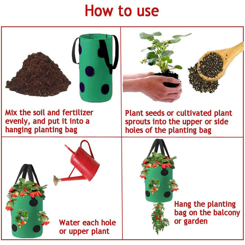 Hanging Strawberry Planter 2pcs Upside-Down Vegetable Glow Bag for House Garden