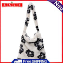 Women Plush Fur Heart Pattern Handbag Autumn Winter Casual Large Top Handle Bag