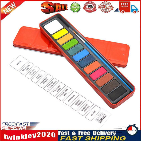 12 Colors Solid Watercolor Paint Set Kids Art Drawing Water Color Pigment Newly