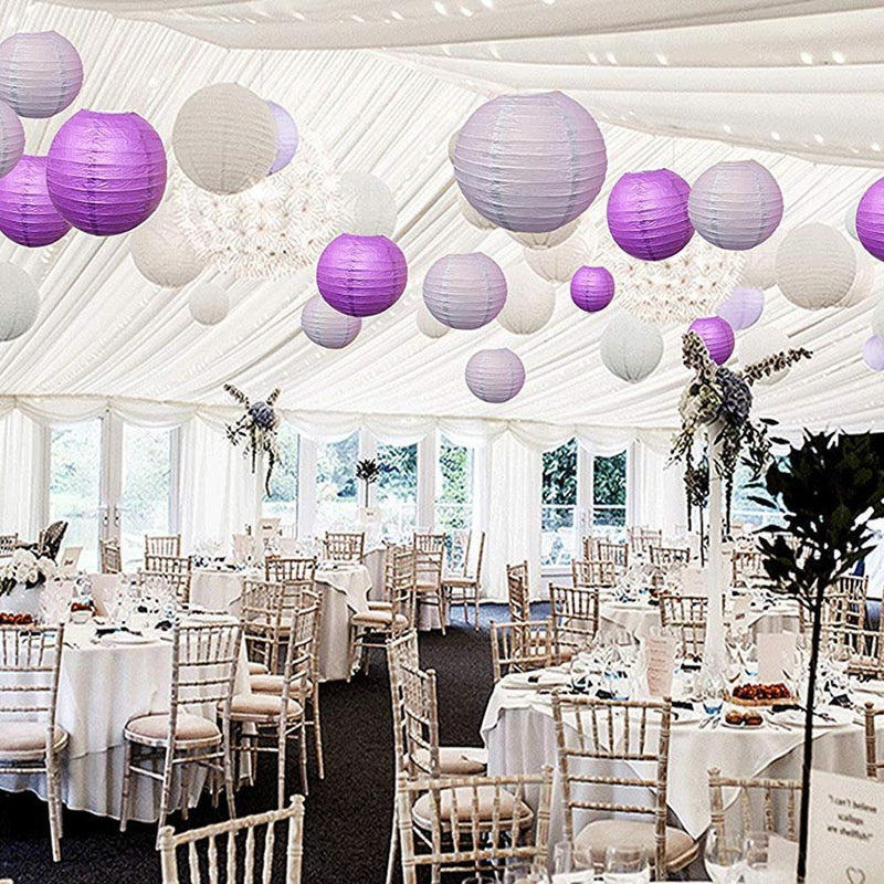 4 inch Round Chinese Paper Lantern DIY Paper Ball Lamp Party Decor (Purple)