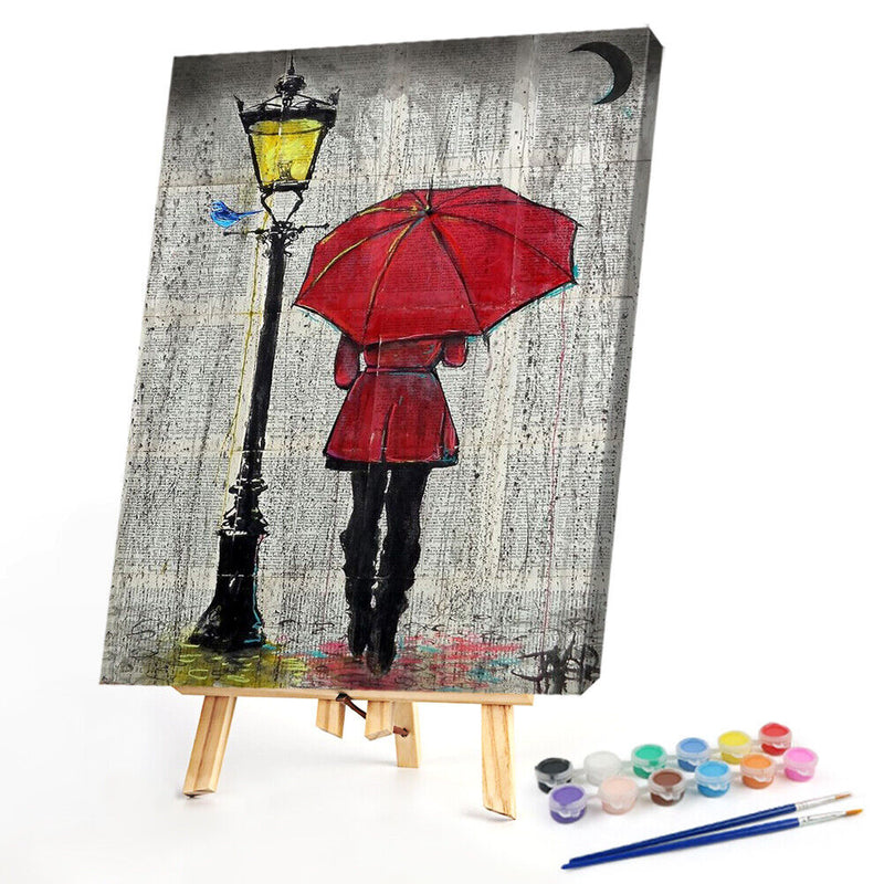 Umbrella Girl Oil Paint By Number Set DIY Coloring Drawing Hand Painted Wall Art
