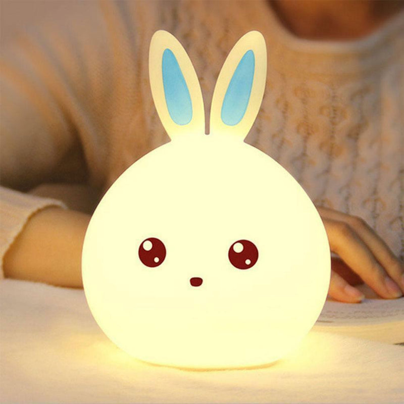 LED Mini Night Light Lamp Cute Silicone Rabbit Color Change Kids Bedroom Rooms