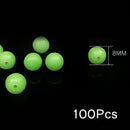 100pcs Hard Luminous Beads Float Balls Fishing Line Stoppers (8x8mm Green) Newly