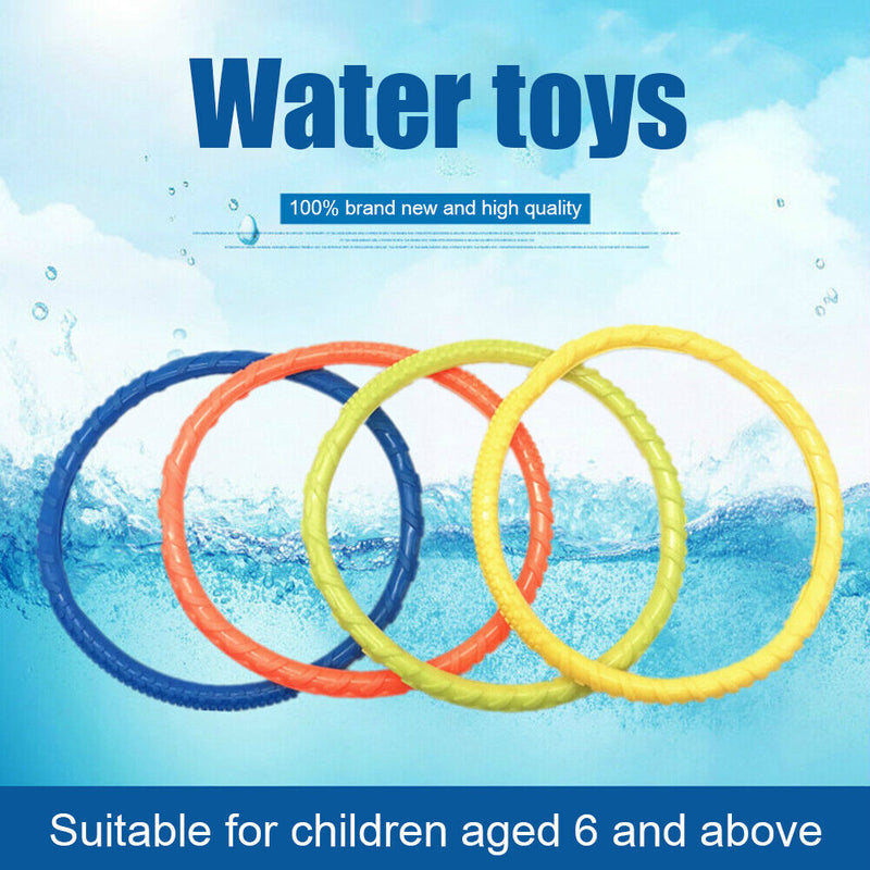 4pcs Throwing Toys Funny Underwater Training Kids Summer Diving Rings Water