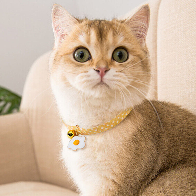 Cute Cat Collar with Bell Adjustable Small Dog Neck Belt Necklace (Egg) Newly