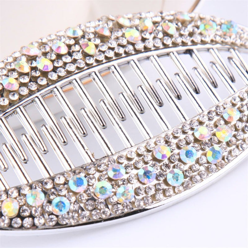 Women Fashion Headwear Crystal Hair Clip Banana Clip Ponytail Hairpin