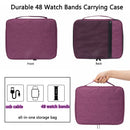 Wrist Watch Strap Storage Bag 48 Slots Watchband Organizer Pouch (Purple) Newly