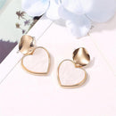Korean Geometric Heart Pendant Dangle Earrings Women Round Metal Eardrop Jewe