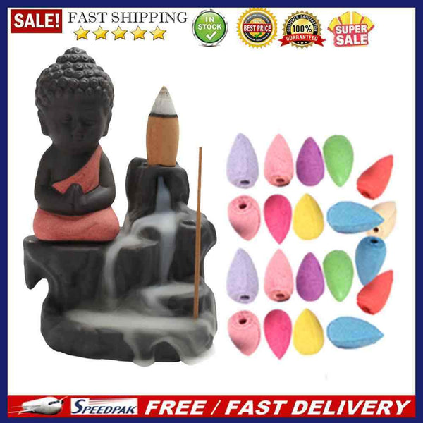 Little Monk Incense Censer Stove 20pcs Incense Cones 1pcs Burner Buddha Stove