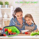 Folding Silicone Drain Basket Fruit Vegetable Washing Strainer (Green L)