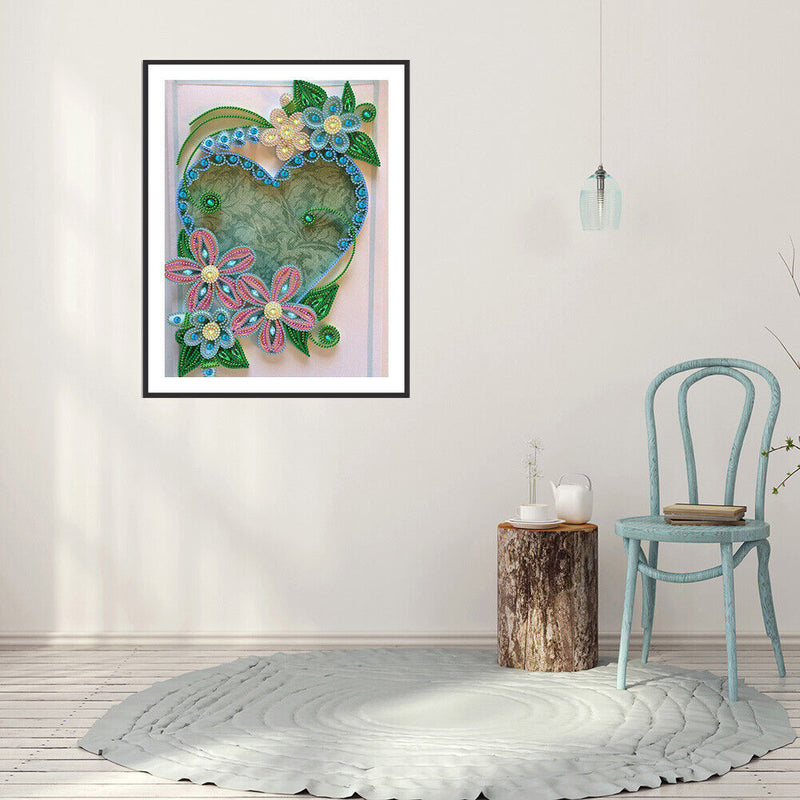 5D DIY Flower Heart Part Special Shaped Diamond Painting Mosaic Art Handicraft