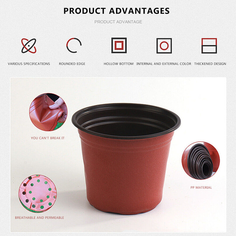 Plastic Grow Flower Pots Nursery Seedling Sprouting Growing Planter Tray Pots