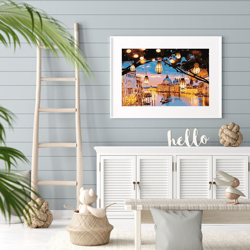 Venice Night View Hand Painted Oil Painting By Numbers DIY Set No Frame Gift