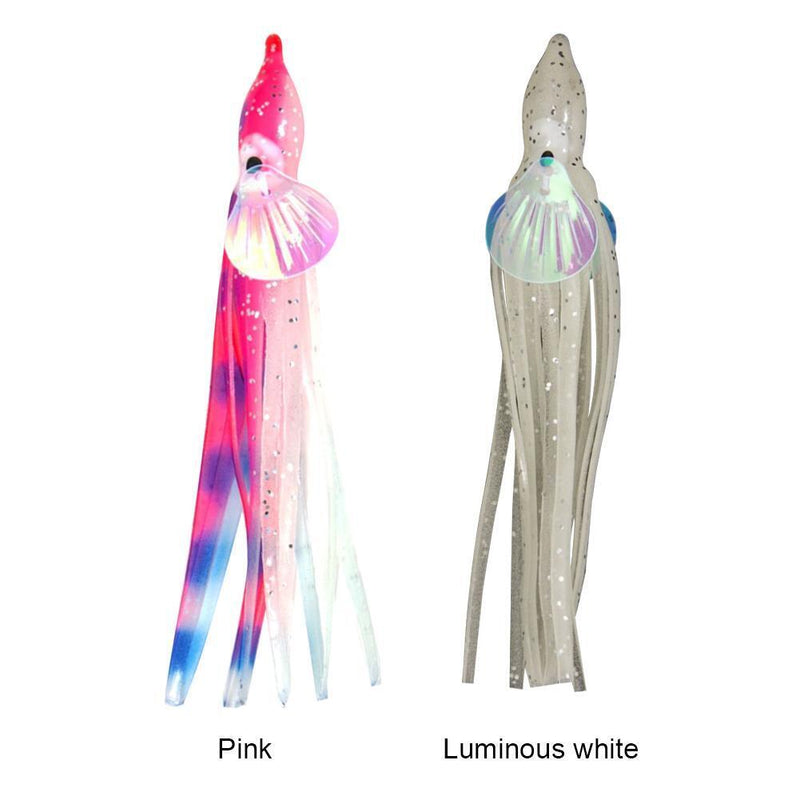 10x Bionic Octopus Fishing Lures 10cm Artificial Soft Bait (Luminous White)