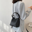 Fashion Mini PU Leather Handbag Tote Pure Color Shoulder Crossbody Bucket Bag