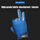 Fishing Gloves 3 Cut Fingers Waterproof Anti-Slip Sports Mittens (Blue) Newly