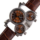 Oulm Men's Watch with Brown 3-Movt Dial Brown 23mm Stainless Steel Band