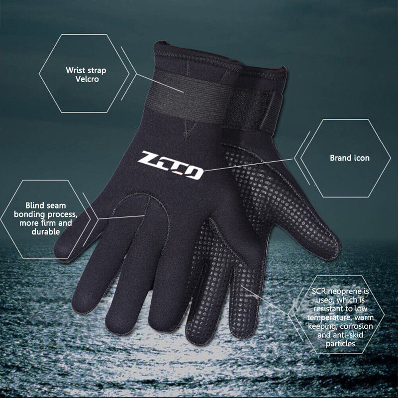 2pcs Warm Gloves 5mm Neoprene Swimming Scuba Diving Gloves for Adults (M) Newly