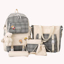 5pcs/set Aesthetic Backpacks Casual Shoulder Tote Bag Portable for Travel Office