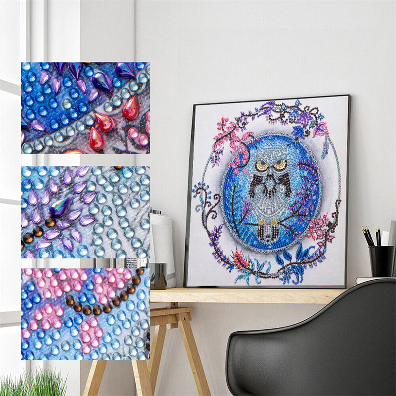 30x30cm 5D DIY Partial Special Shaped Drill Diamond Painting Owl for Ornament