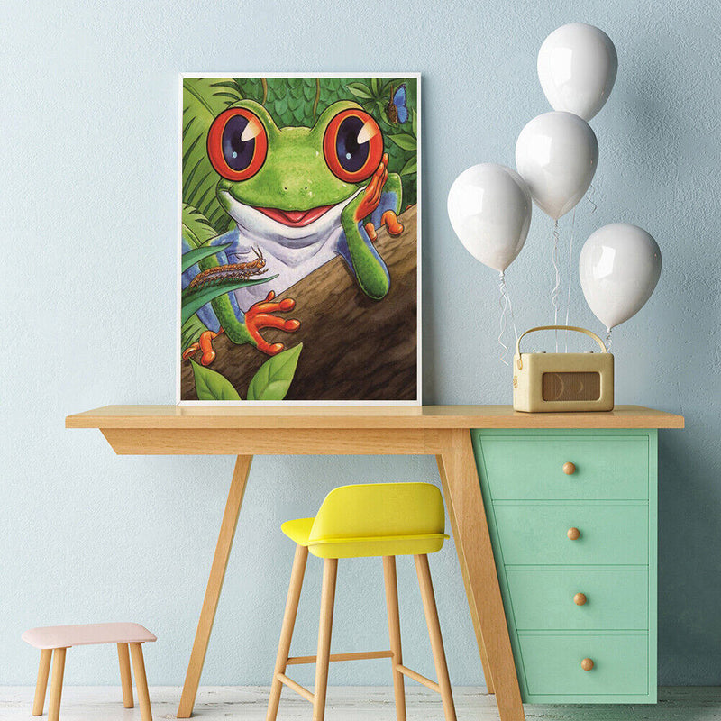 DIY Animal Frog Acrylic Drawing Oil Paint Kit by Numbers Coded Picture Kids