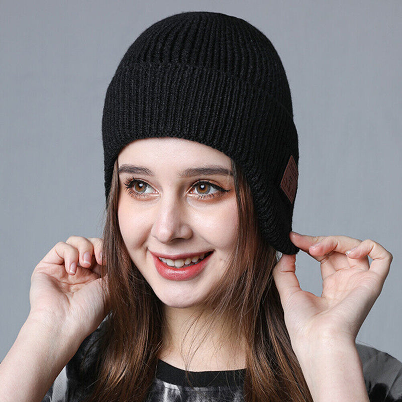 Unisex Warm Ear-Covering Headset Beanie with Mic 5.0 Binaural Stereo Headphones